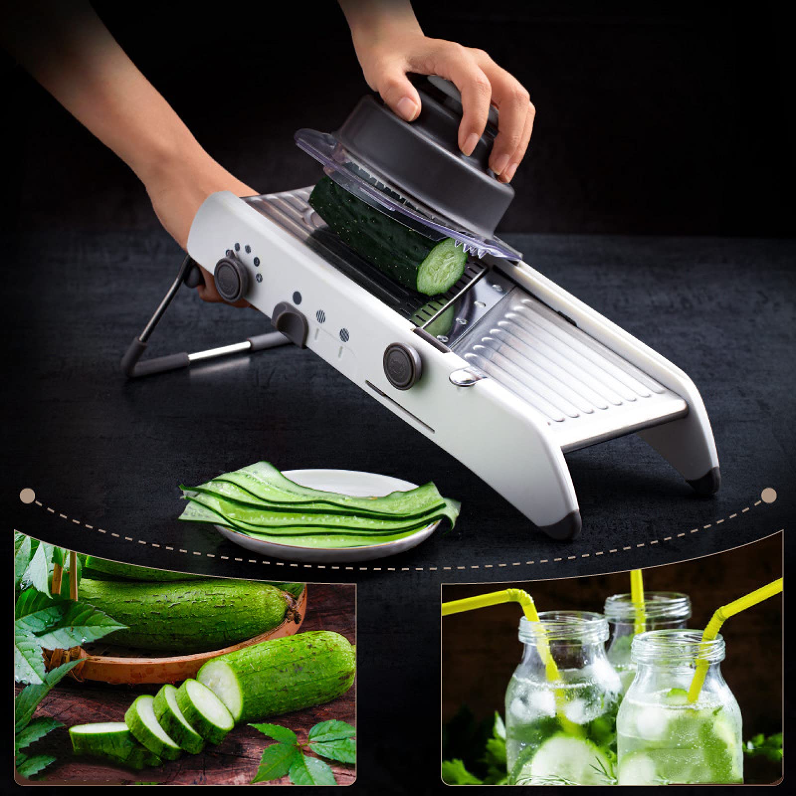 Mandoline Schneider Gemüseschneider 18 In1 Küchenzeile Obst und Gemüse Schneider Gemüsehobel Edelstahl Julienne zum Hobeln von Obst Zwiebelschneider und Gemüse