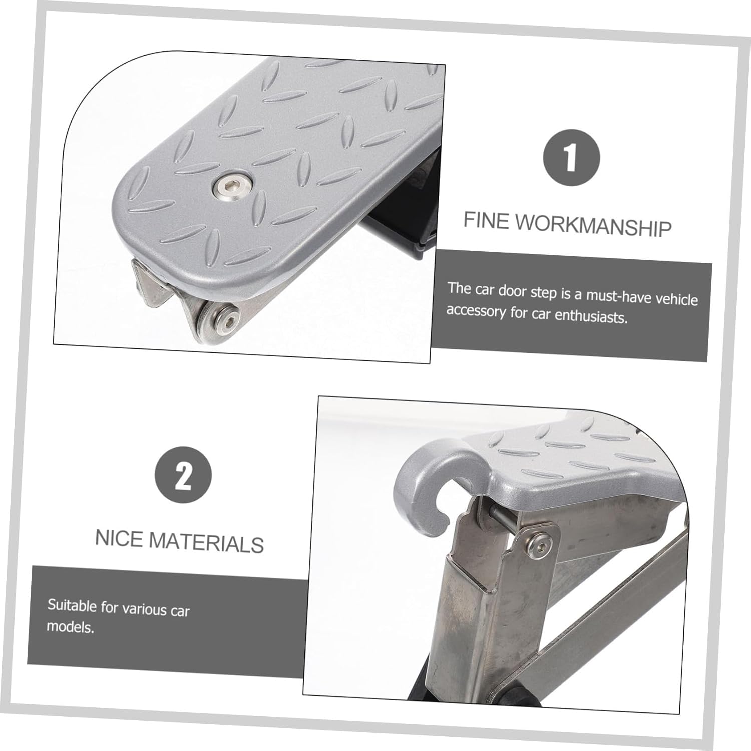 Aluminum Car Door Step for Roof Access Sturdy Bumper Steps Non-Slip Design Easy Install Vehicle Accessories