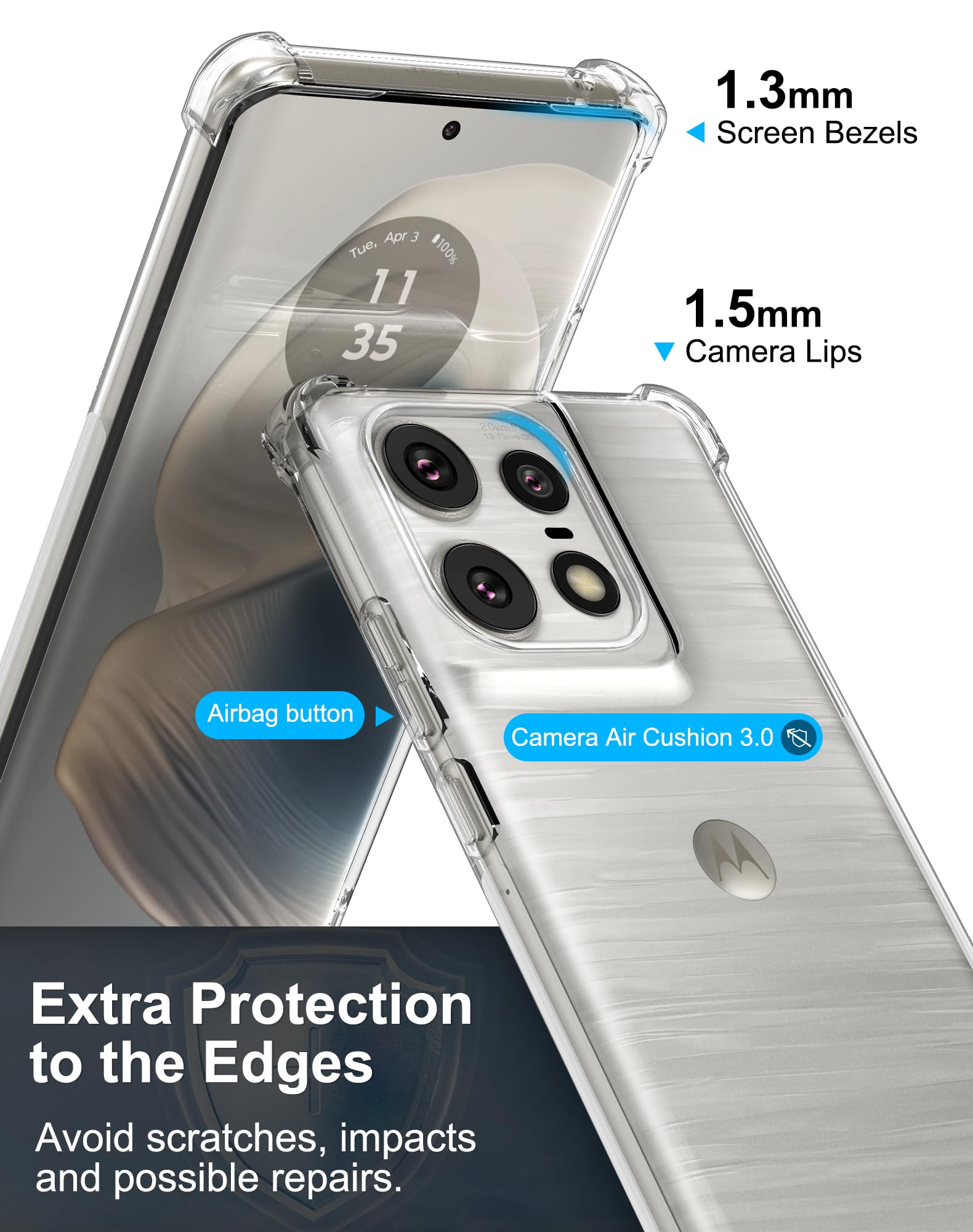 Foluu Custodia trasparente per Nothing CMF Phone 2 Pro - Cover protettiva (u6I