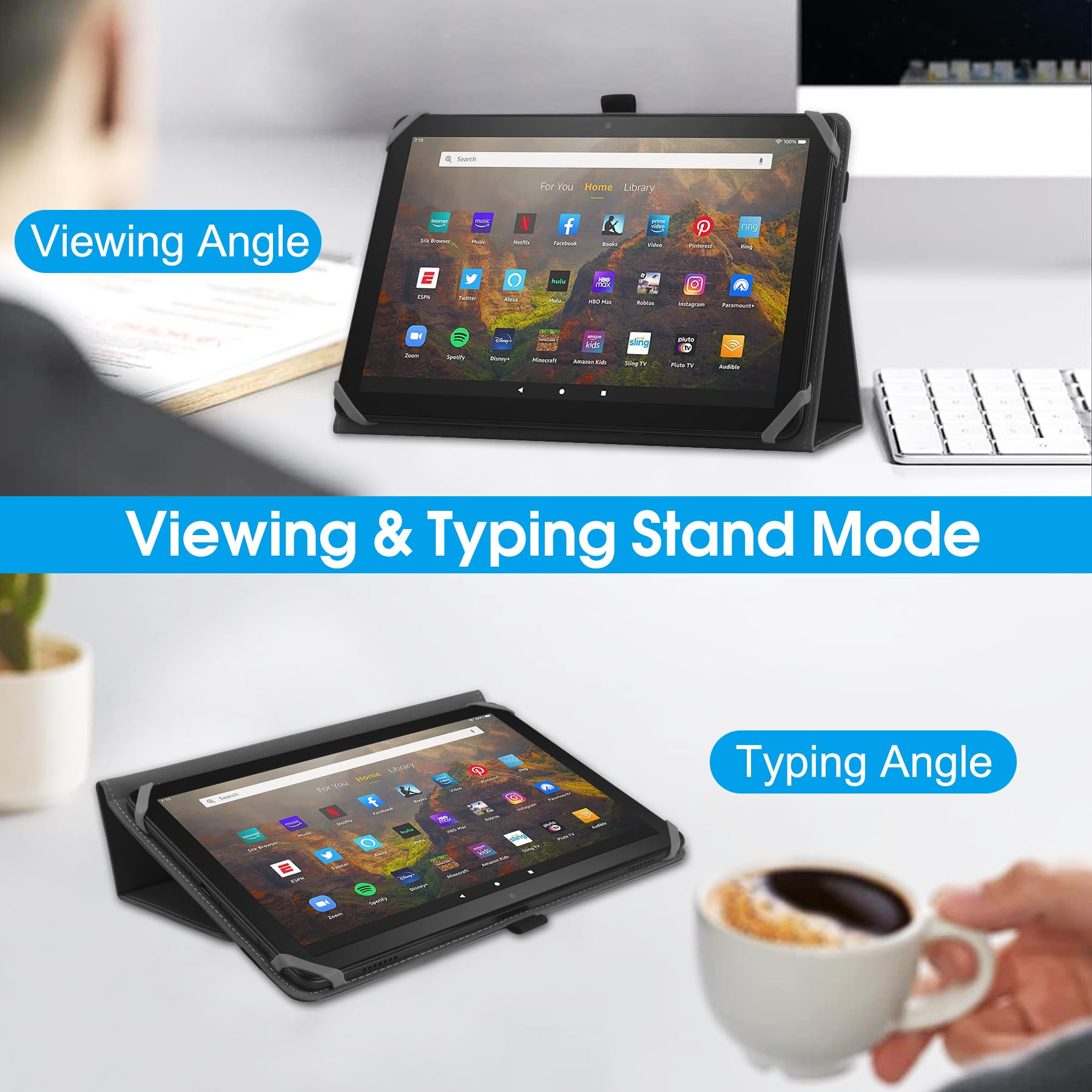 Custodia Robusta Per Amazon Kindle Fire HD 10,1″ – Antishock Con Supporto, Per Modelli 2023/2021