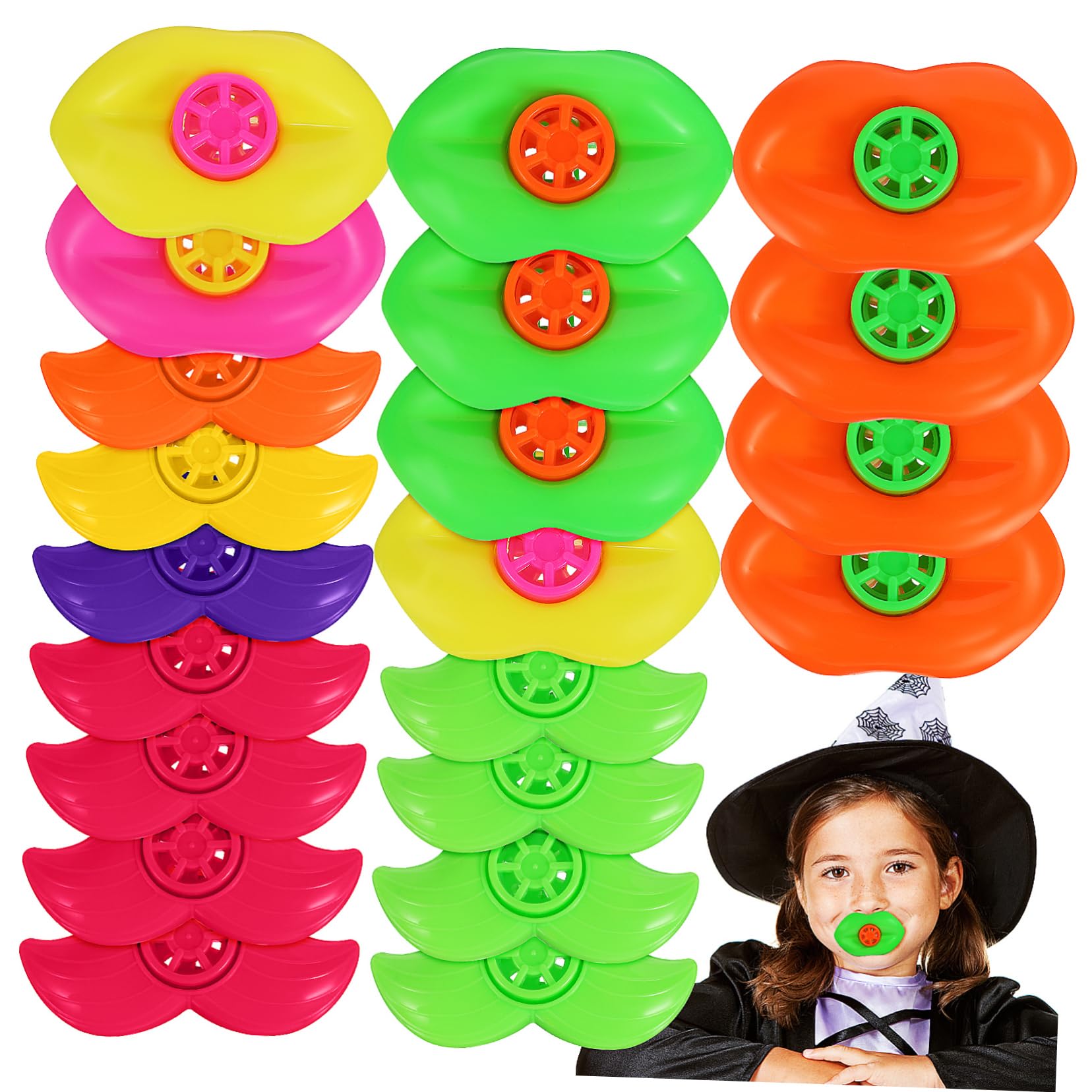 Amazon.co.jp: Toyvian 20個 面白いホイッスルひげ唇ホイッスル