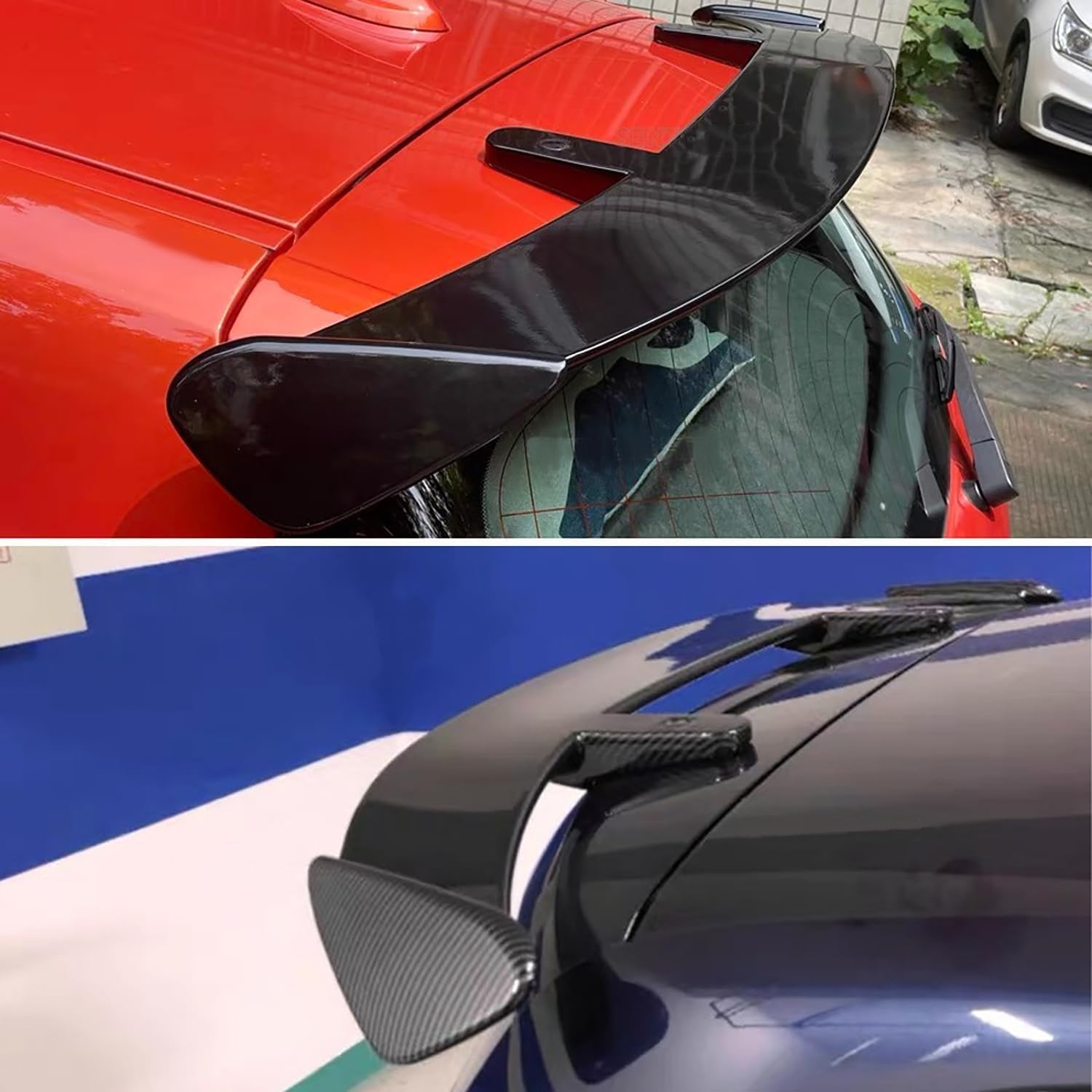 per Mini Hatch R50 R56 F55 F56 JCW/One/One D/Cooper/S 2001-2024 alettone Posteriore dell'auto,Spoiler sul Tetto del Bagagliaio alettone Posteriore,B/Carbon Fiber Look