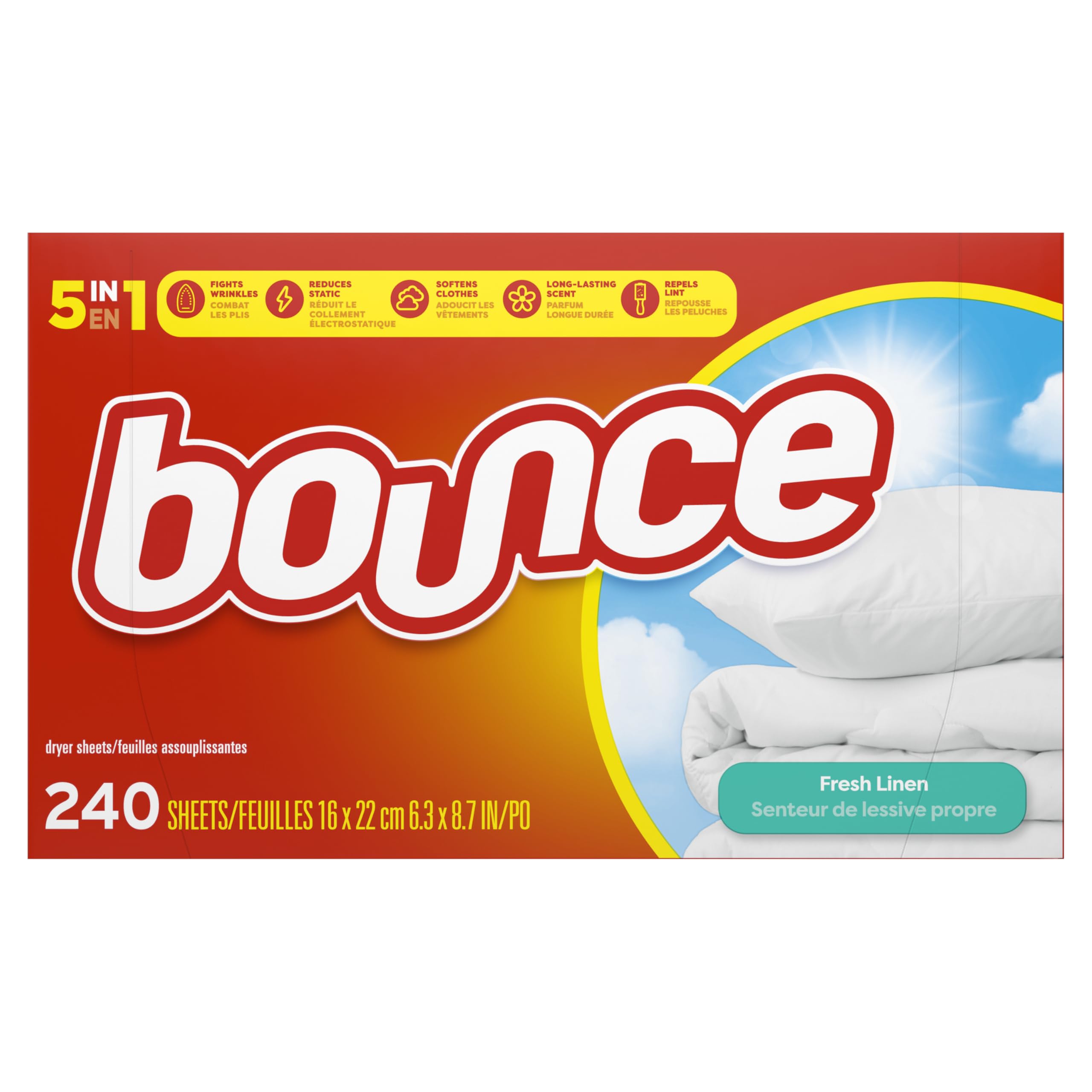 Bounce Fresh Linen Dryer Sheets - 240 Count -10 Bounce Fresh Linen Dryer Sheets - 240 Count -10