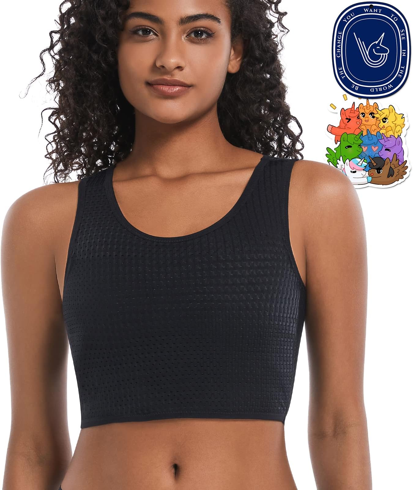LGBT UNICORNS Chest Binder, Pullover Design Binder Trans, Moisture-Wicking, with 1PC Fragrance Card & 1PC Sticker, Black
