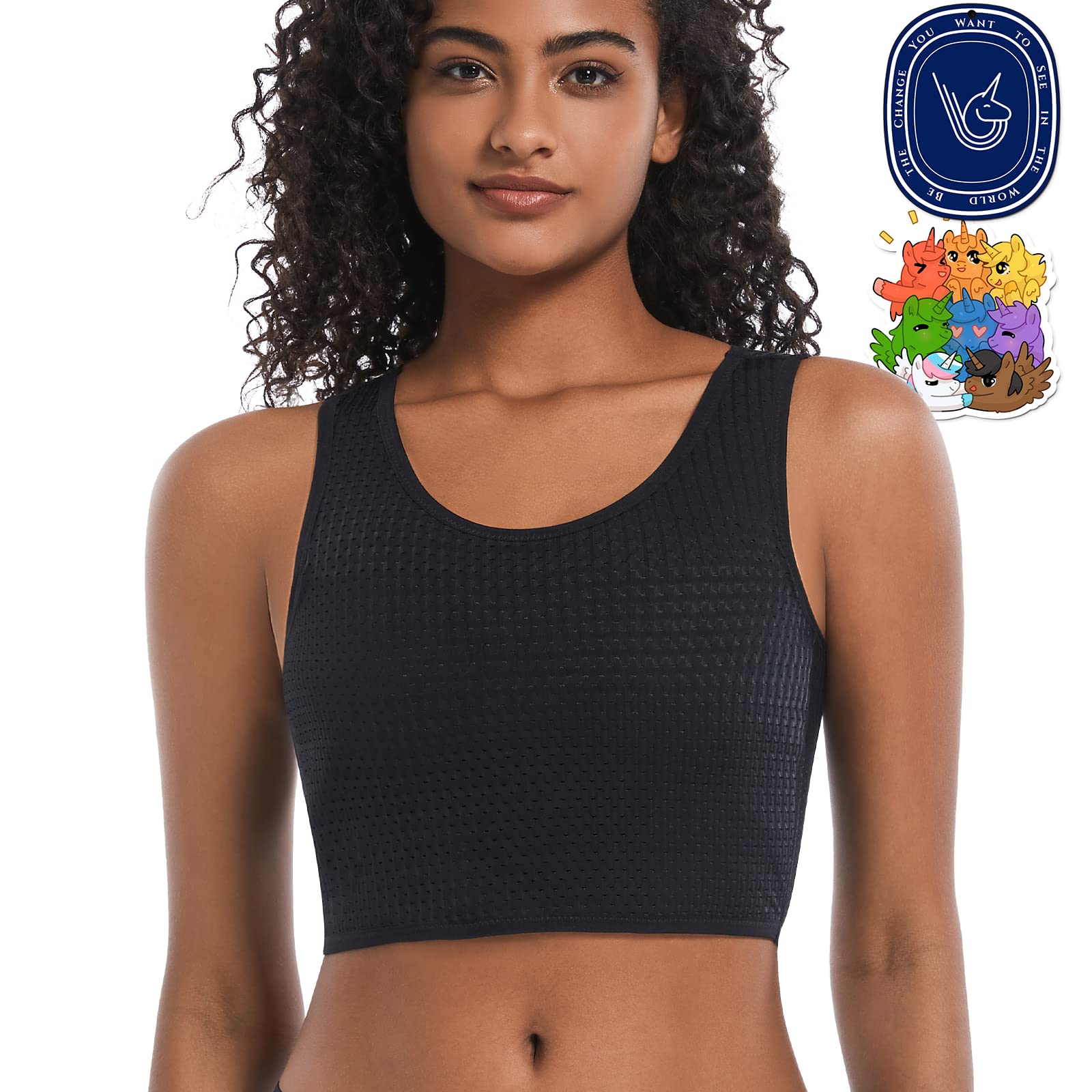 LGBT UNICORNSChest Binder, Pullover Design Binder Trans, Moisture-Wicking, with 1PC Fragrance Card & 1PC Sticker, Black