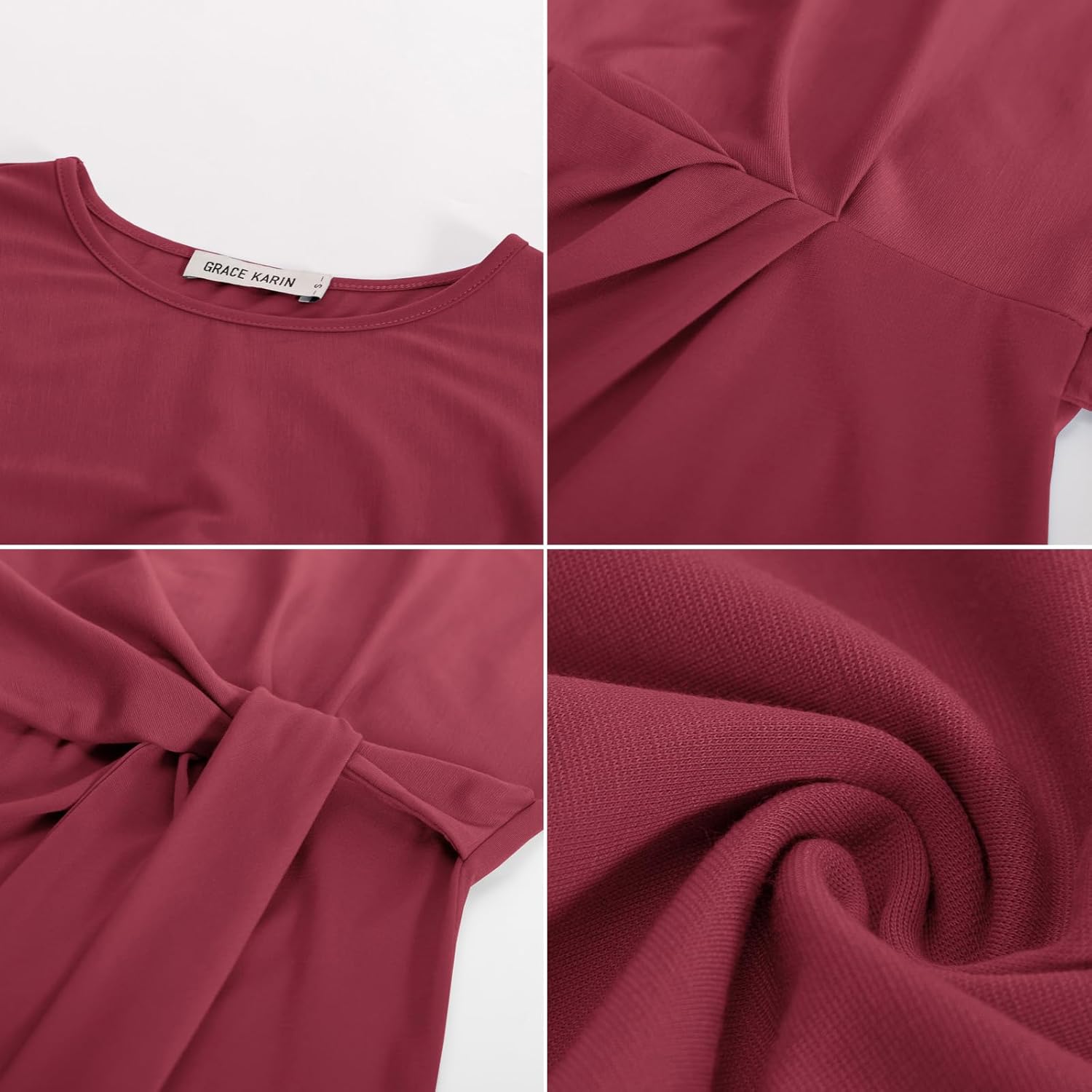 GRACE KARIN Womens Cap Sleeve Tops 2025 Summer Tie Waist Crew Neck Elegant Blouse Dressy Casual Work Business Shirts - Image 6