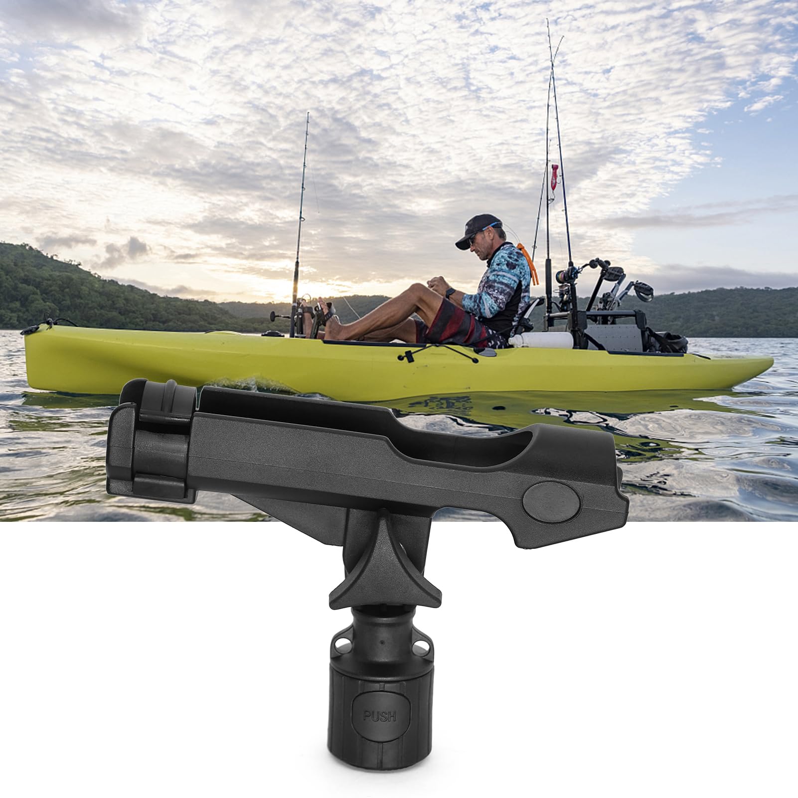 Wakects Portacanna da Pesca Regolabile per Kayak, Plastica, con Portabicchieri e Strumenti Appesi, 1 Pezzo