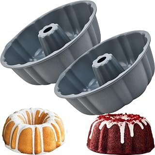 Bundt cake pan Silicone Cake Mold, 10’’ Non-stick Fluted Pans Round Baking Molds for Cake, Jello, Gelatin, Brownie, Cornbread, 12 Cups,Large Size Silicone Bakeware (2PC Grey)