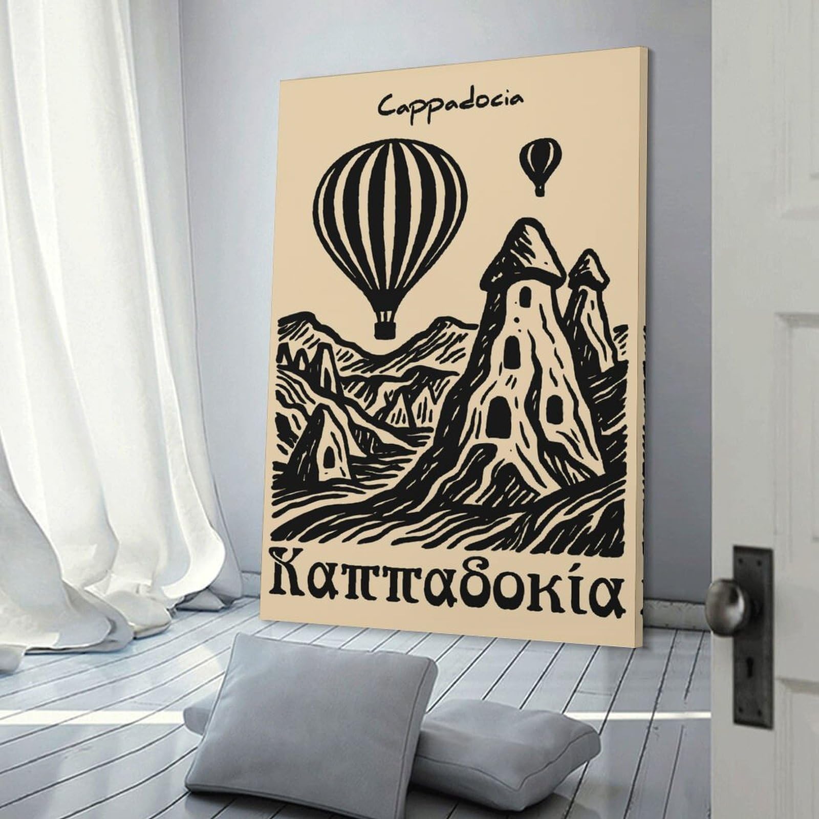 Junmoney Canvas Wall Decor Cappadocia Hot Air Balloons And Fairy Chimneys, 20x30inch(50x75cm), for Lounge Decor, Bedroom Walls Or Flats, Eye Catching Artwork for Blank Walls