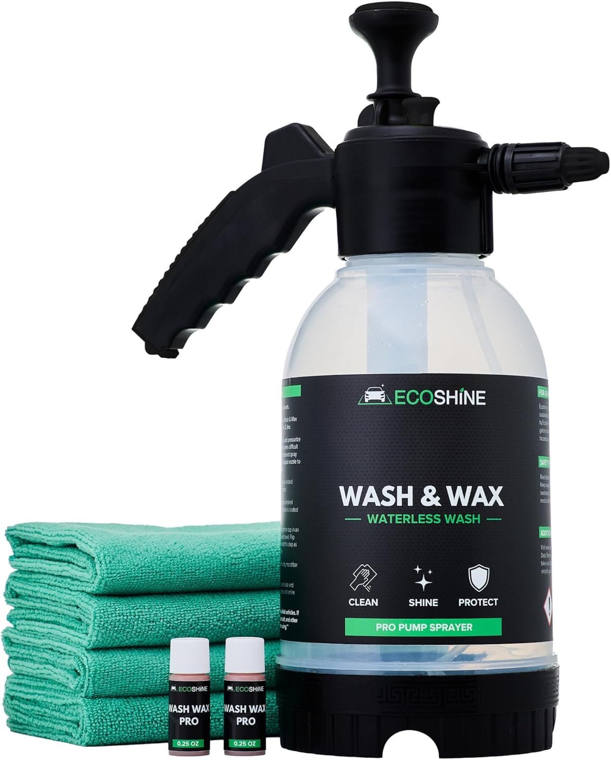 Waterless Car Wash Kit | Super Concentrated Rinseless Wash And Wax Car Wash Formula With Non Foaming Pump Sprayer For Fast Car Detailing | Makes 1 Gal Of Ready To Use Waterless Wash And Wax