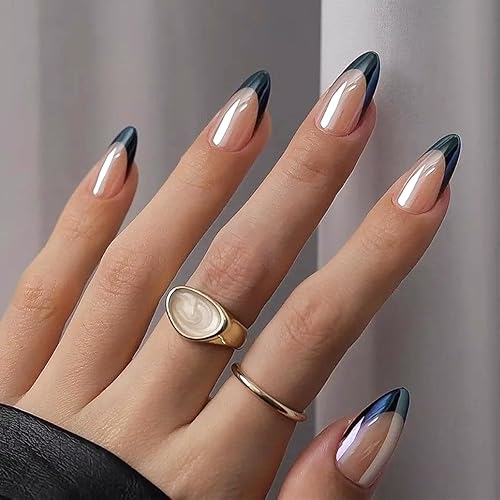 Miniatura 200 de Uñas postizas a presión marrón café, uñas postizas medianas de almendra, color sólido, cobertura completa, uñas postizas artificiales brillantes