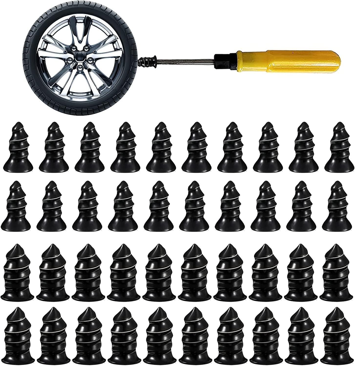 Sawanork 40 PCS Tire Repair Rubber Nail Set, Car Tire Fast Repair Nails