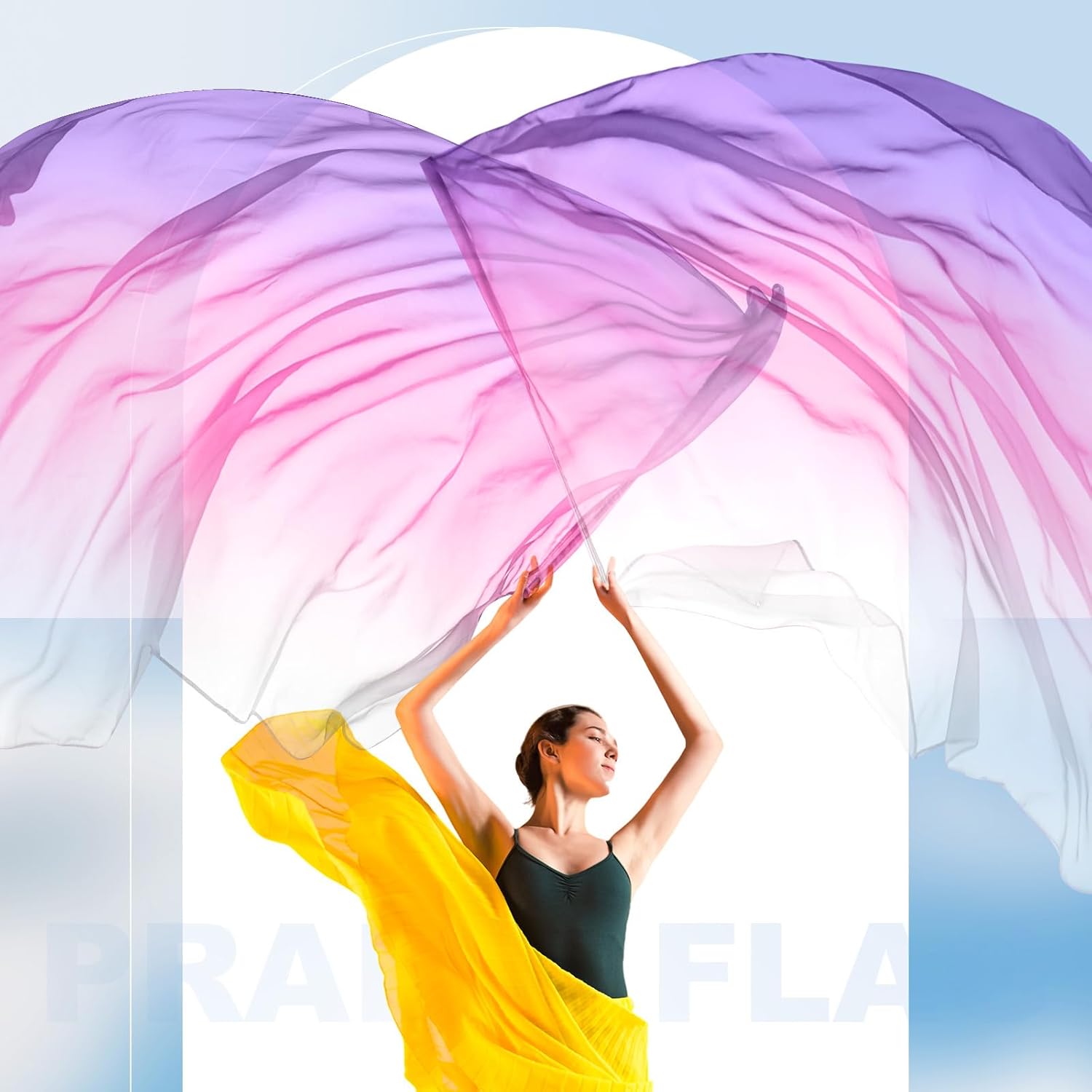 Jecery 2 Pack Large Worship Flags for Dance, 35" x 55" Praise Dance Flags with Scalable Rods, Gradient Color Design Ministry Streamer Banners for Church Outdoor Stage Performance (White-Pink-Purple)