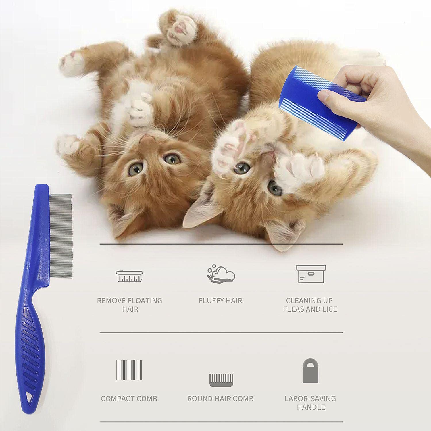 Set 6 Pettini Antipulci Per Cani E Gatti - In Acciaio Inox, Per Toelettatura E Rimozione Peli, Blu - Foto 6