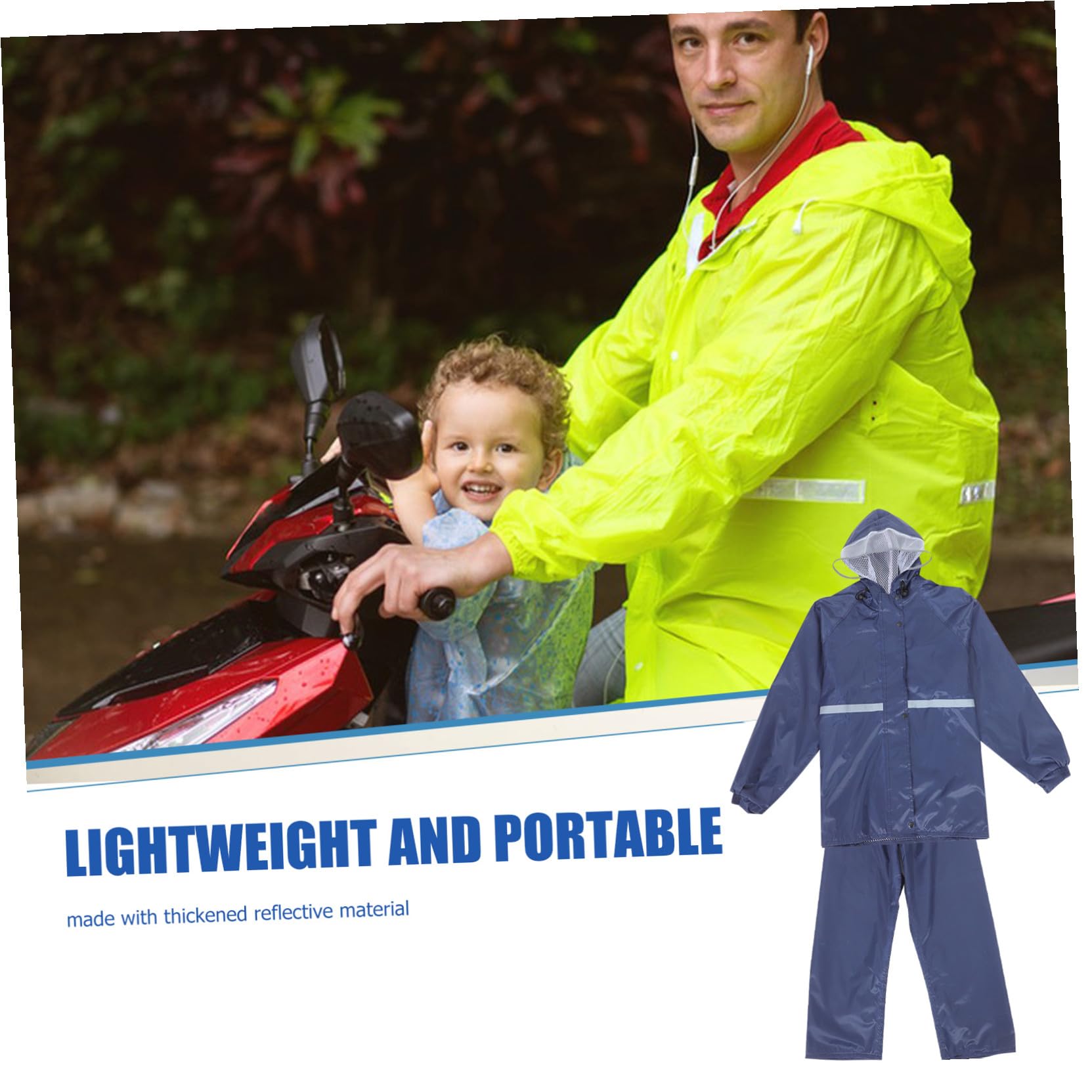 Regenbekleidung mit Kapuze für Erwachsene Wasserdichte Zweiteilige Regenkombi aus Reflektierendem Material für Motorradfahrer und Outdoor-aktivitäten