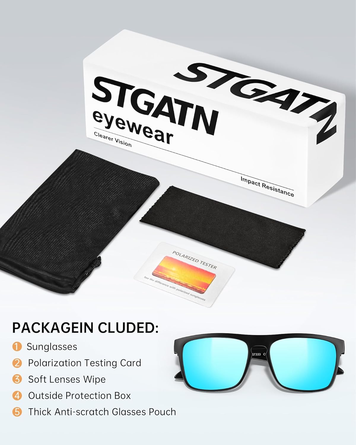STGATN Polarized Sunglasses For Men,Tr90 Ultralightsquare Shades Sun Glasses Men Driving Fishing UV Protection - Image 8