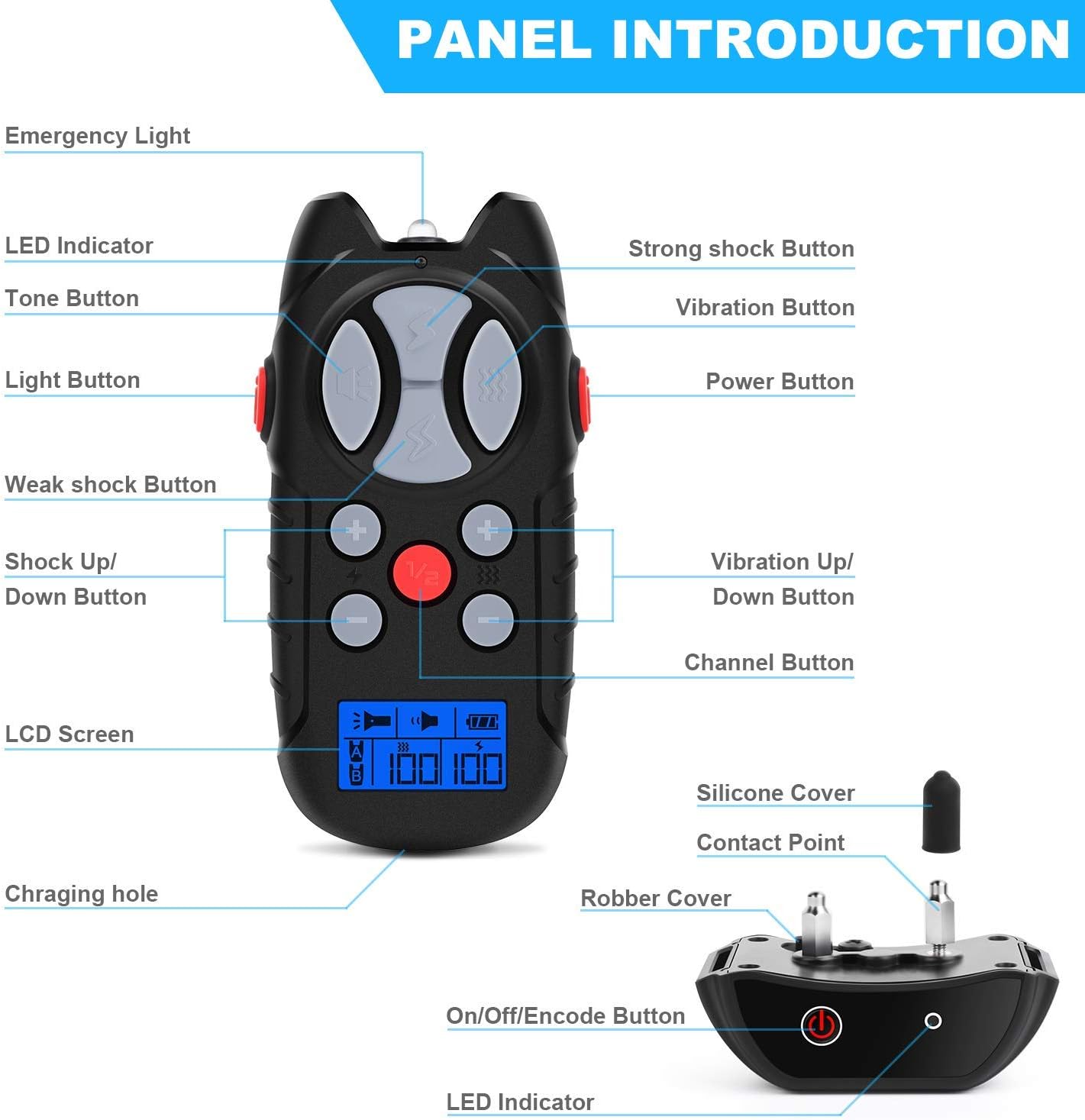 Télécommande et collier Lapet avec affichage LCD