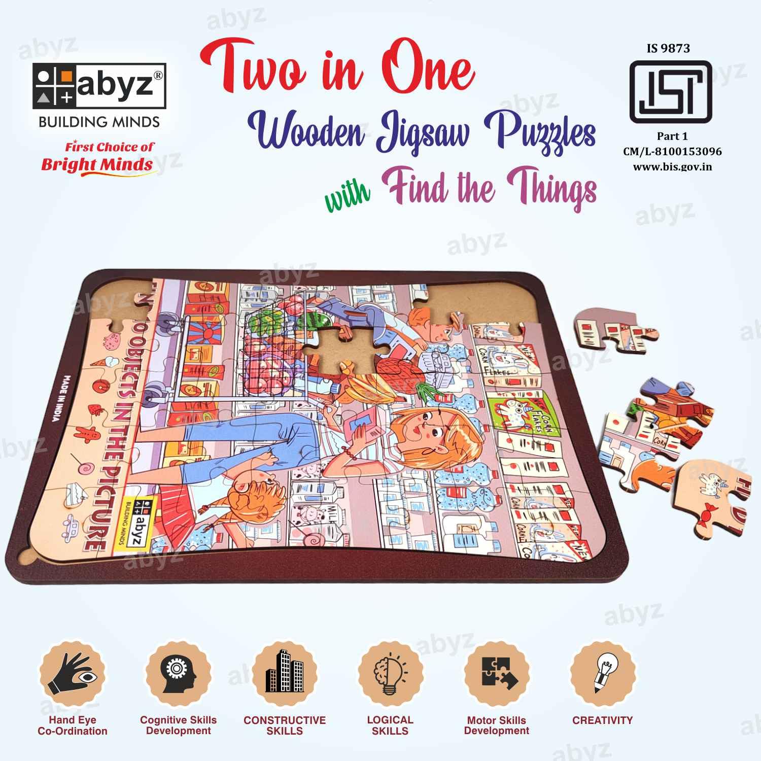 ABYZ Jigsaw Puzzle, Grocery Shopping & Fun Educational Jigsaw for Little Explorer, 40 - Piece Wooden with Multicolor, Birthday Gift for 36 Months - 6 Year Age Kids. 2