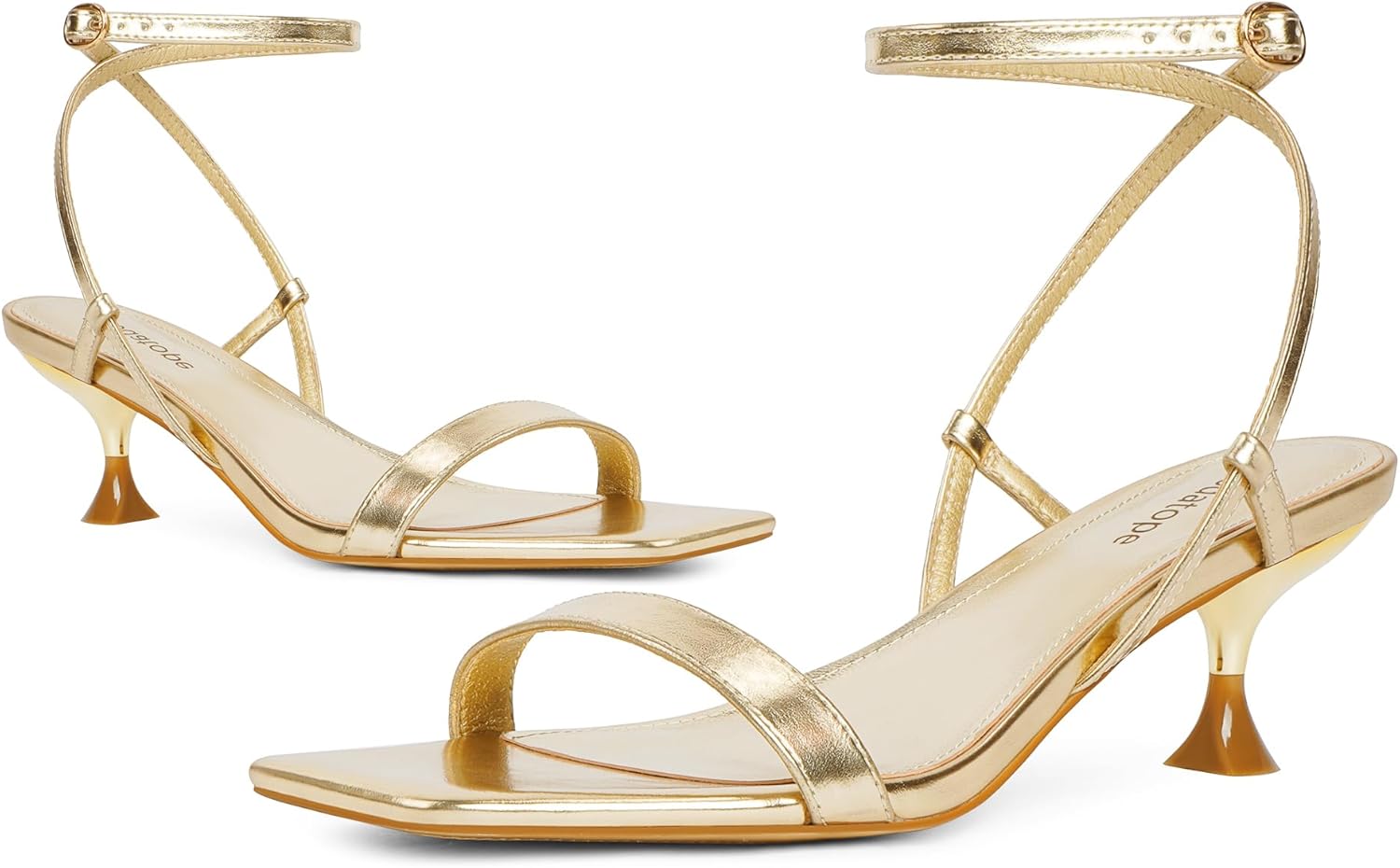 Modatope Kitten Heels for Women Open Square Toe Ankle Strap Sandals Low Heels Dress Shoes for Party - Image 5