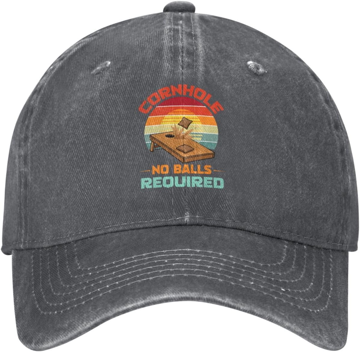 Baseball Cap Cornhole No Balls Required Washed Denim Adjustable Fashion Unique Hat for Men Women