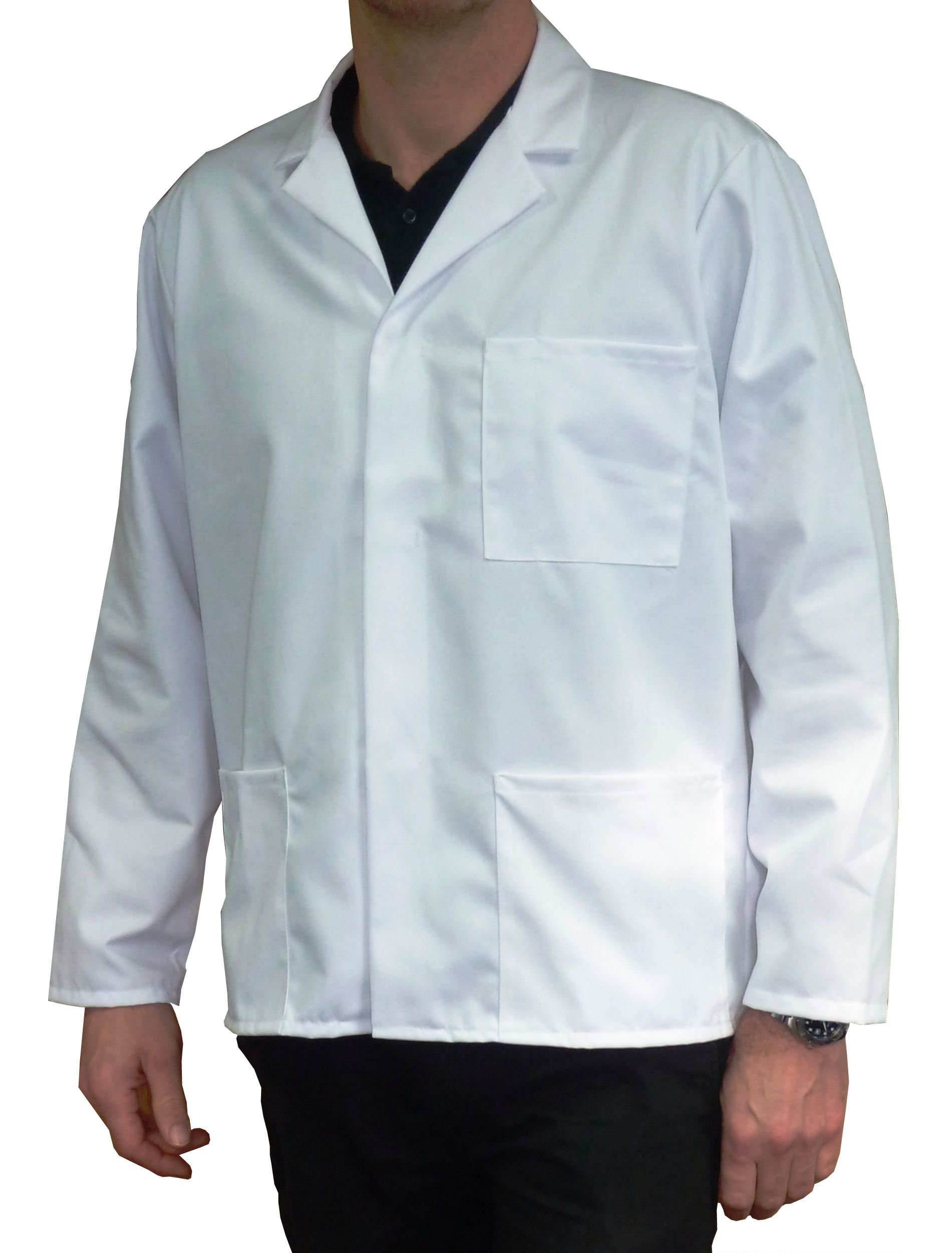 Food Safety Direct Short Length White Hygiene/Lab Coat (Extra Large (48" Chest))
