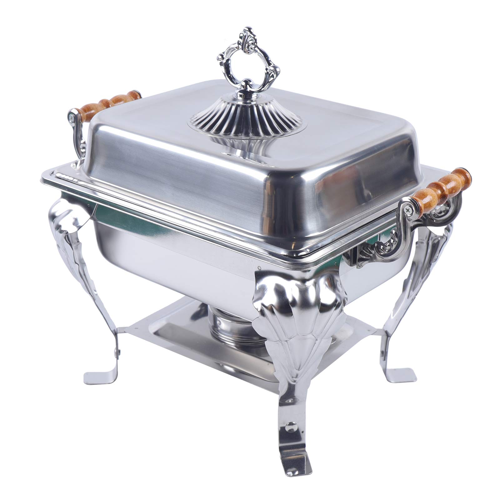 Chafing Dish, Set de buffet de acero inoxidable, calentador de alimentos, rectangular, recipiente de calor con tapa, asa y horno de alcohol para catering, buffet y fiesta