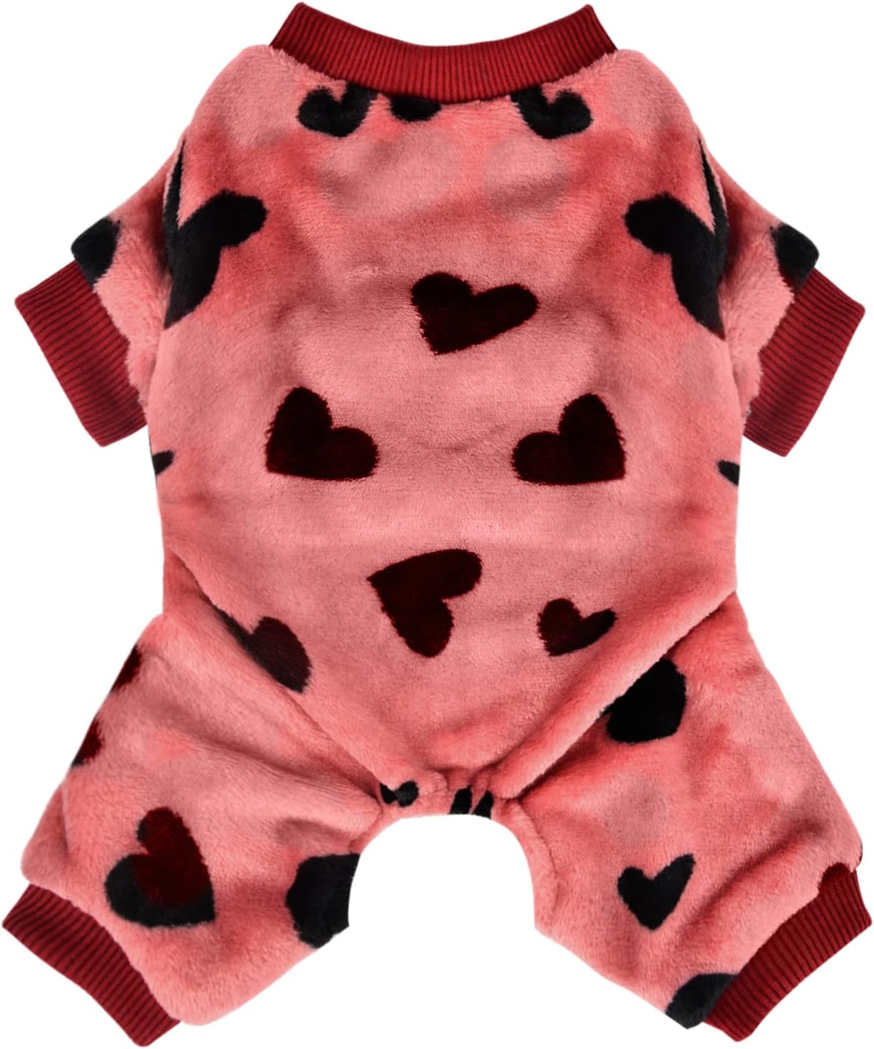 Fleece Dog Pajamas Winter Warm Puppy Sweater Chihuahua Clothes Pjs for Small Dogs Girls Pet Outfit Soft Doggy Jumpsuit Costume Cat Clothing (red Love, X-Small)