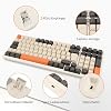 Rii Mechanical Keyboard Wireless Gaming Retro Keyboard Bluetooth Tri-Mode Keyboard 75% with QWERTZ Beige/Grey/Orange Tri-Colour Keyboard (BT5.0 + 2.4GHz + Cable)