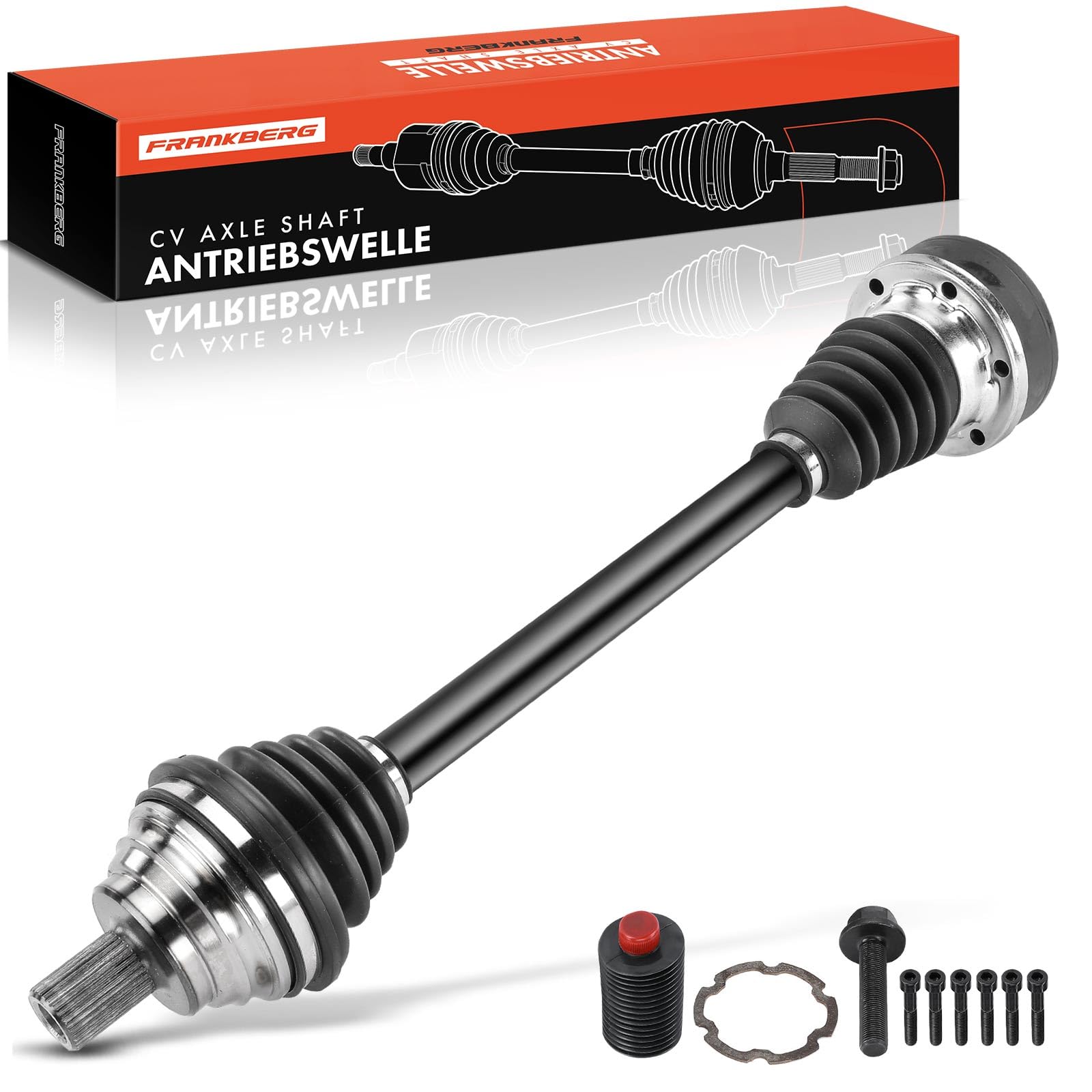 Frankberg Semiasse Albero di trasmissione Cambio manuale senza ABS Ring Anteriore Sinistra Compatibile con Golf VI 5K1 A3 8P1 Altea 5P1 Leon 1P1 Oct.avia II 1Z3 Jet.ta III 1K2 1K0407271DJ
