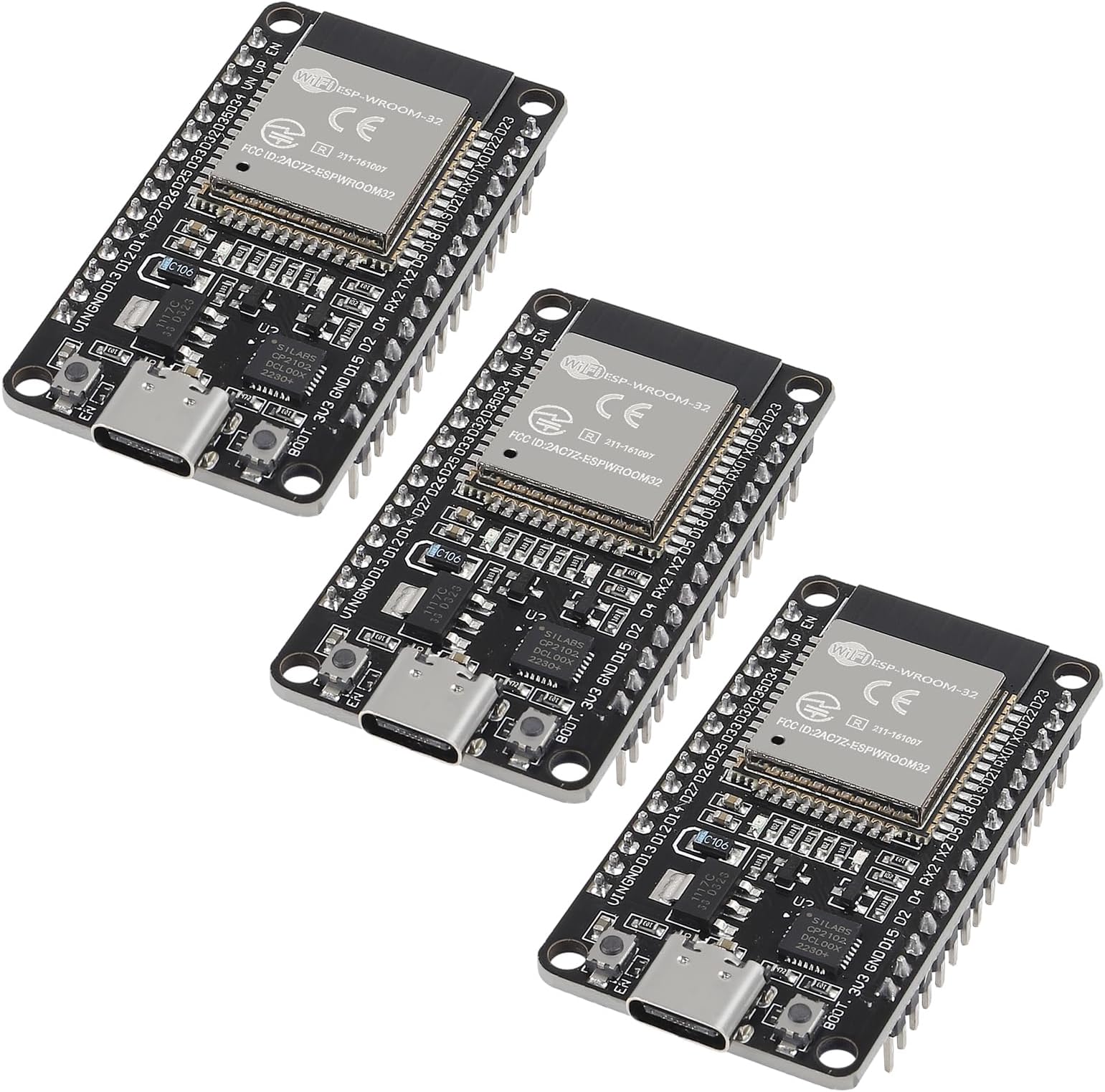 AITRIP 3PCS Type c 30pins CP2102 ESP-WROOM-32 ESP32 ESP-32S Development Board 2.4GHz Dual-Mode WiFi + Bluetooth Dual Cores Microcontroller Processor Integrated with Antenna RF AMP Filter AP STA