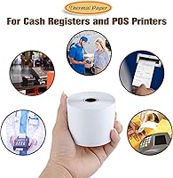 Vista 4 de (50 rollos) Papel térmico de 2 1/4 pulgadas x 230 pies, papel de recibo POS para caja registradora de negocios minoristas, se adapta a la mayoría
