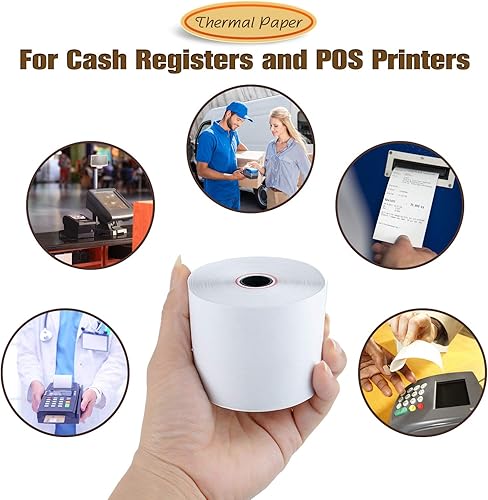 Miniatura 84 de (10 rollos) Papel térmico de 2 1/4 pulgadas x 165 pies, papel de recibo para caja registradora de negocios minoristas, se adapta a la mayoría