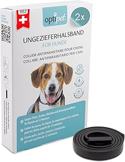 OptiPet 2X Hundehalsband 4 Monate Schutz gegen Zecken Flöhe und Milben, für Hunde ab 12 Wochen