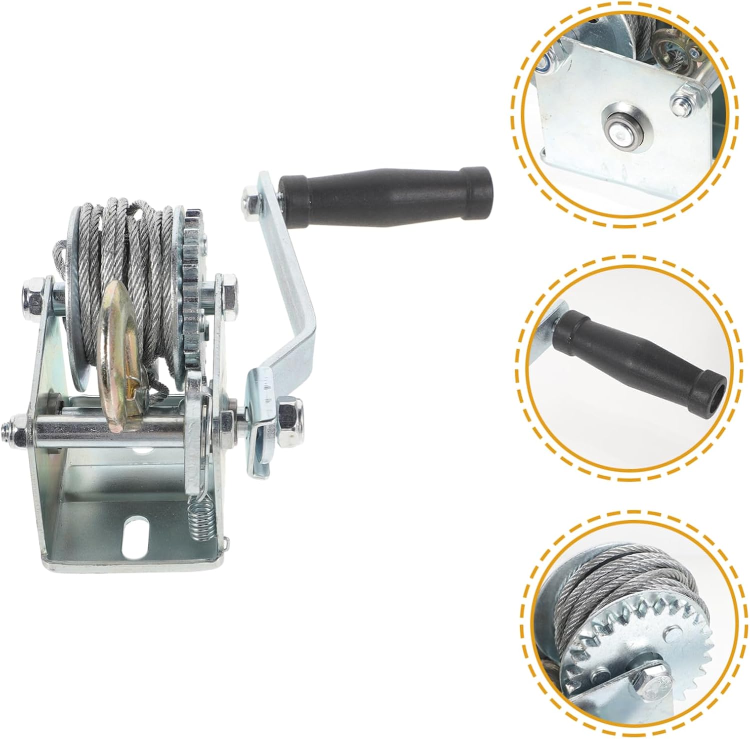 Cabilock 2pcs Hand Winch Heavy Duty Steel Cable Trailer Winch Comfortable Grip Manual Crank for Boats Atvs and Towing Applications