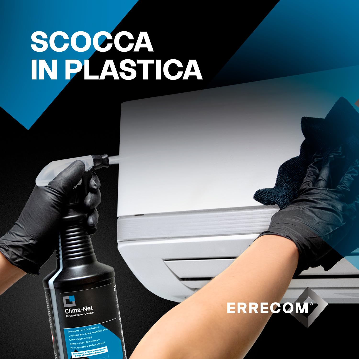 Errecom Clima-Net, Maxi Formato 1 Litro, Detergente per Climatizzatori, Filtri, Batterie Alettate, Deflettori e Unità esterne, Pulizia Profonda Condizionatore, Rimuove Sporco e Cattivi Odori, 1 L