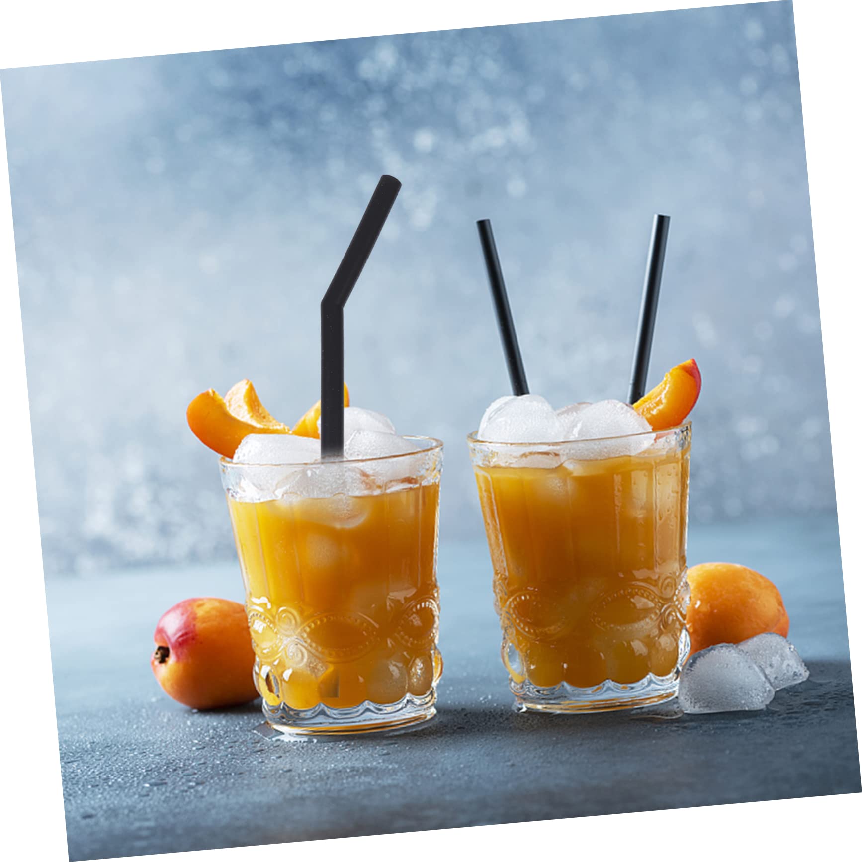 TOPBATHY 48 Stück 1 Satz Strohhalm aus schwarzem Silikon Reisestrohhalme wiederverwendbare Safthalme kinder strohhalme smoothie strohhalme Strohreinigerbürste praktische Milchstrohhalme