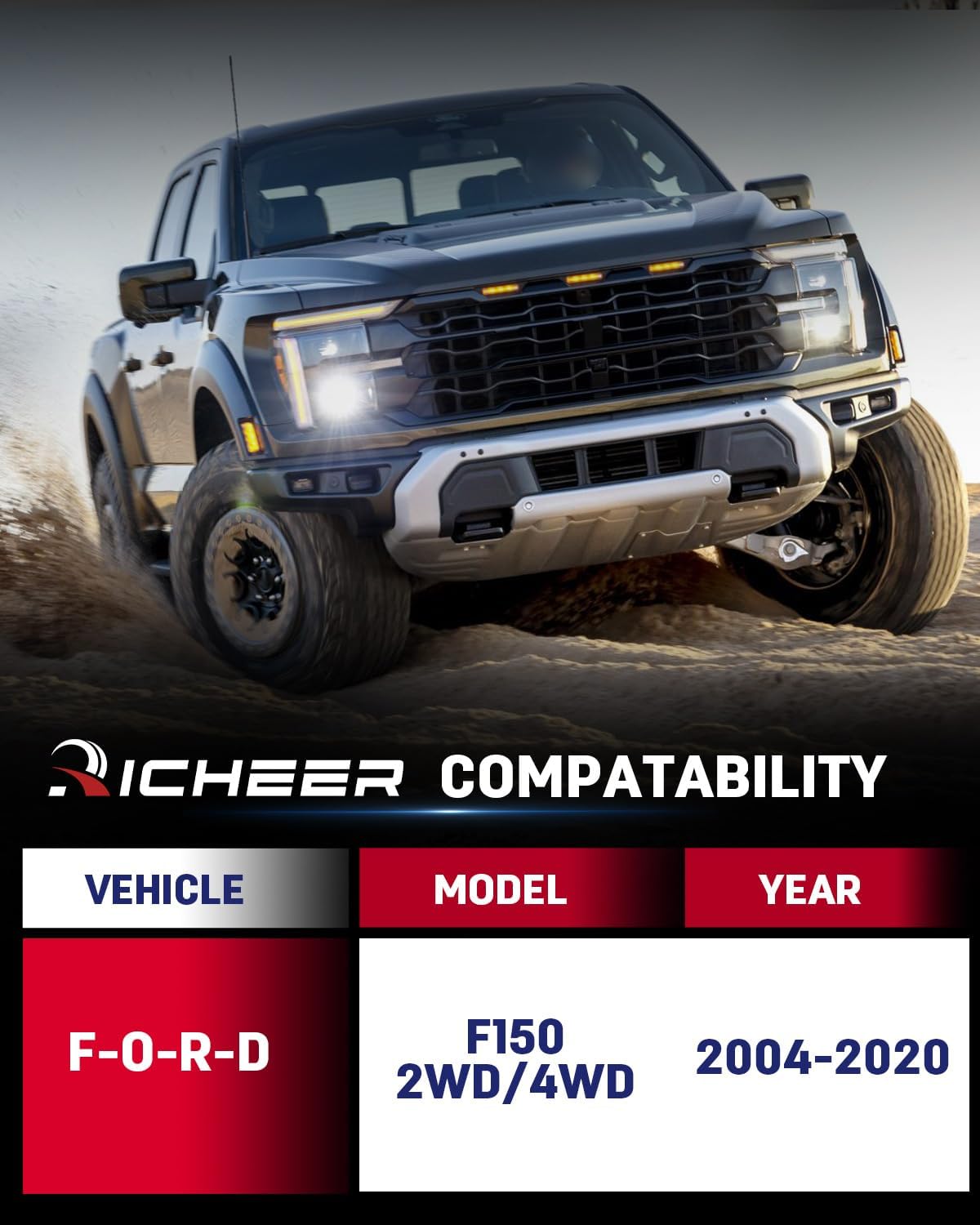 Richeer Leveling Lift Kit for 2004-2020 F150, 3" Front and 2" Rear Leveling Lift Kit Raise Your F150, 3"+2" Strut Spacers Height for 2004-2020 F150 2WD 4WD