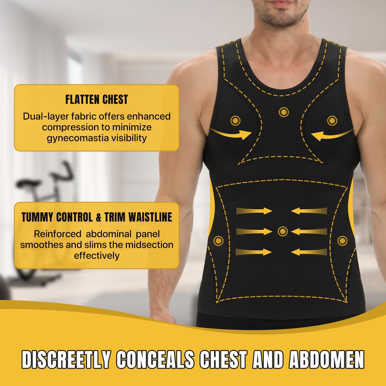 Compression Shirt Men, Slimming Tank Top, Gynecomastia Undershirts, Tummy Control Shapewear, Mens Body Shaper Vest - Image 3
