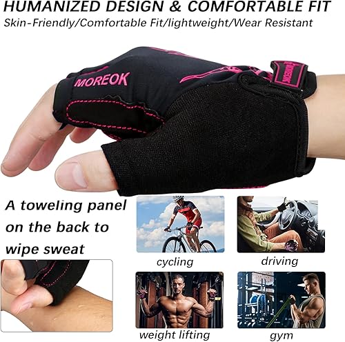 Miniatura 3 de MOREOK - Guantes para bicicleta de montaña (MTB) y ciclismo de descenso (DH), para hombres, de medio dedo, con almohadilla de gel que absorbe