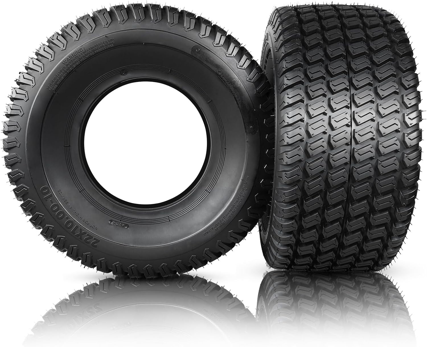22x10.00-10 Lawn Mower Tires - 22x10x10 Tires for Garden & Tractor, Turf-Friendly, 1040lbs Capacity, Fits Grass/Mud/hilly terrain, Set of 2