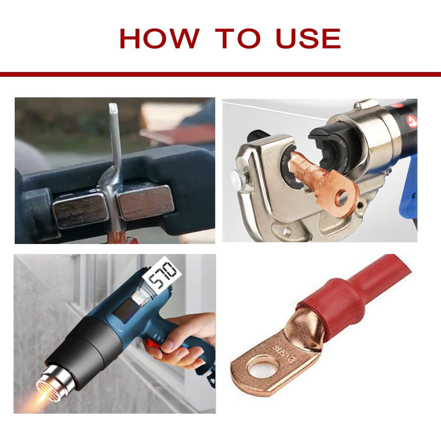 1/0 AWG 1/4" Stud (25 pcs.), Heavy Duty Battery Ring Terminal, 0 Gauge Connectors, 1/0 Copper Wire Lugs, Copper Ring Terminals, Battery Cable Ends, Battery Cable Lugs, Tubular Ring Terminal Connectors