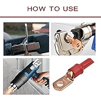 Vista 4 de 1/0 AWG 1/4" Stud (25 piezas), Terminal de Anillo de Batería de Servicio Pesado, Conectores de Calibre 0, Lengüetas de Alambre de Cobre de 1/0