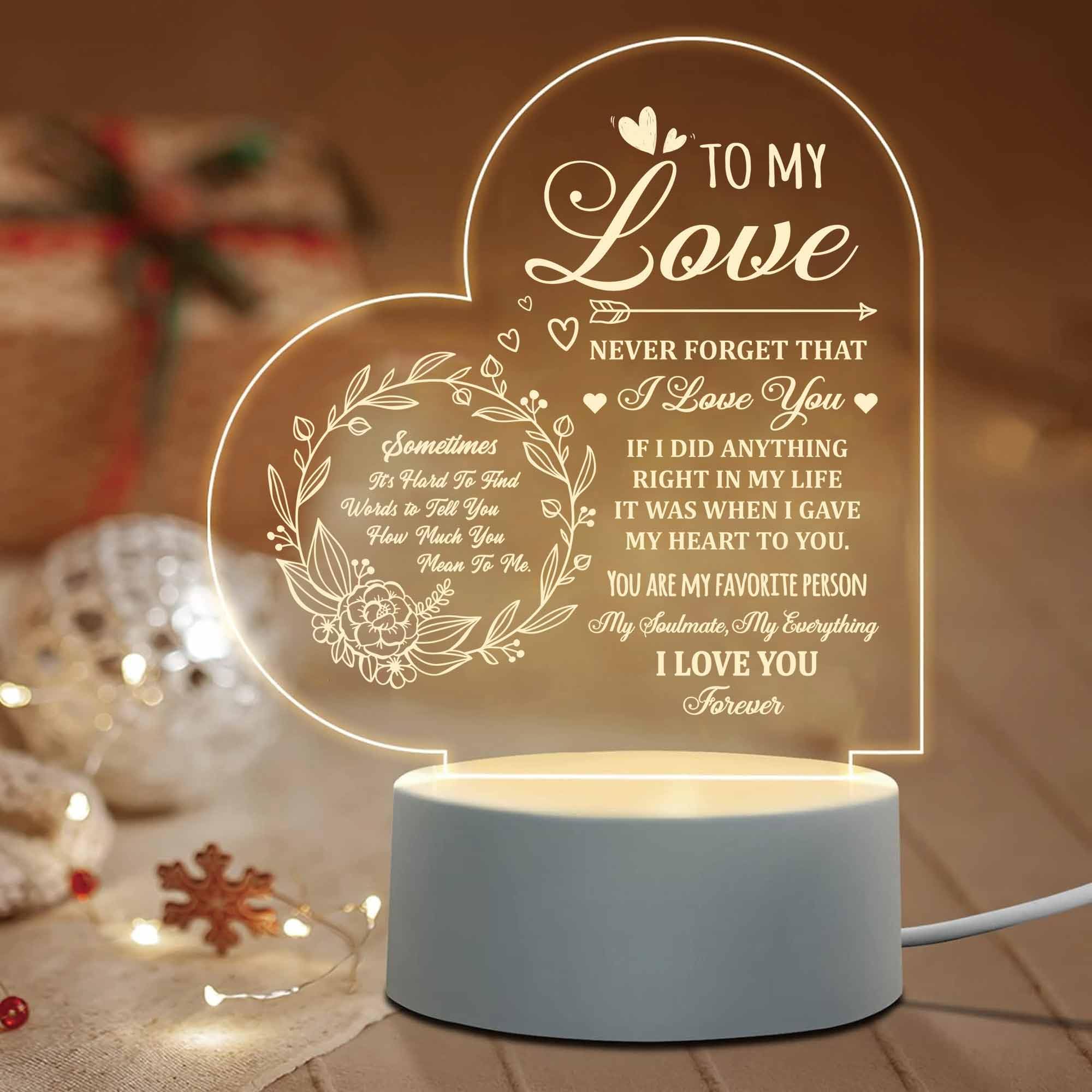 IWANTDIY Gifts for Women Wife, Gifts for Her, Night Light for Wife Birthday Anniversary Valentines Day Gifts, Warm White LED Bedside Lamp