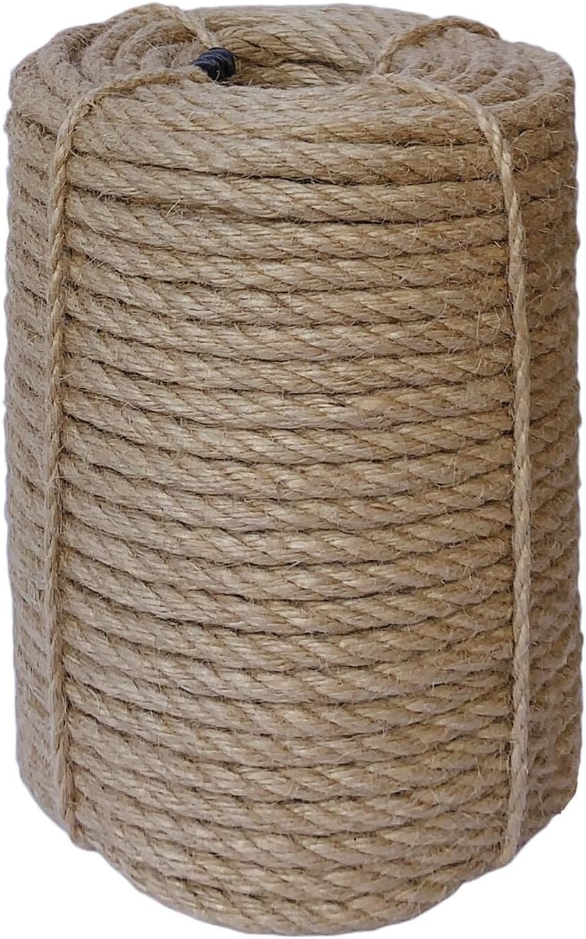 ILIKEEC 8mm Jute Rope, 164 Feet Braided Heavy Duty Twine
