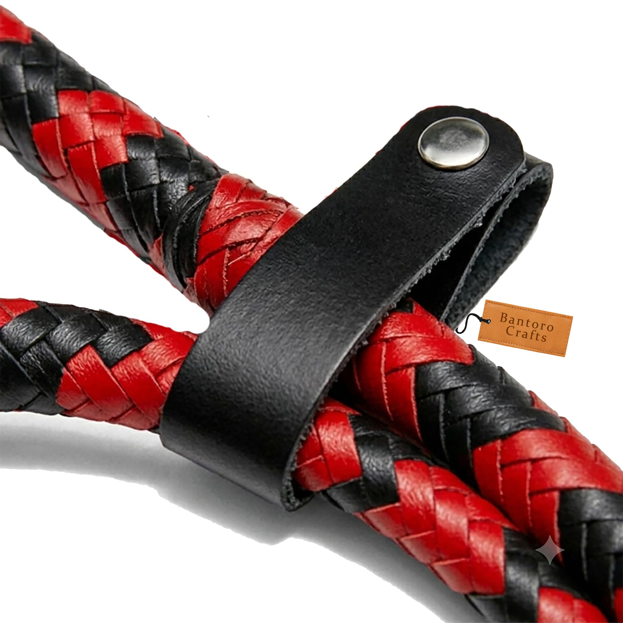 Rosso e Nero 3 Piedi/0,90 Metri La Frusta a Serpente ha Palline di Piombo. Frusta di Cuoio con Forte crepitio 12 trecce Intrecciate