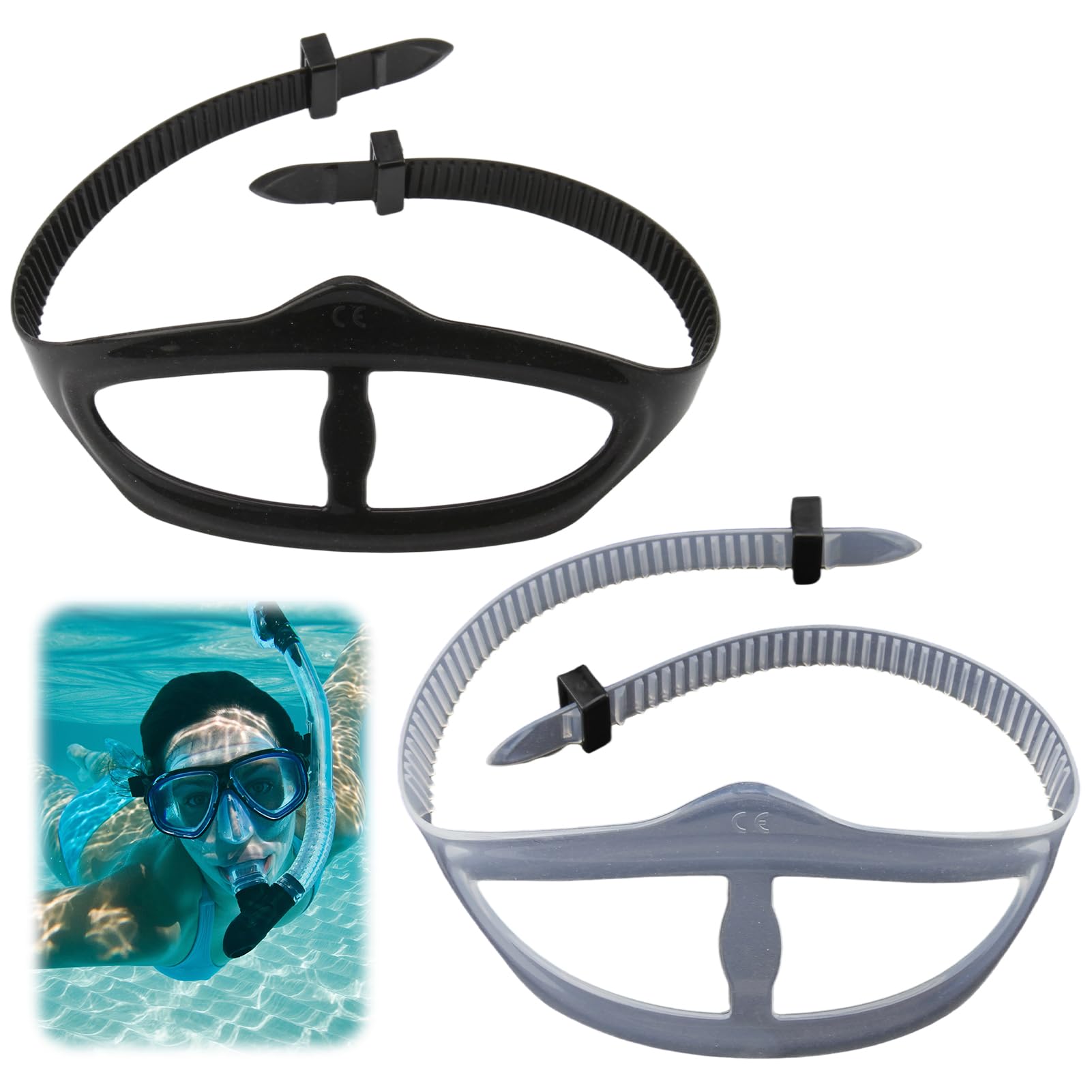 2 Fasce di Ricambio per Maschera Subacquea Unisex Nere, Cinturino Regolabile da 1,8 cm per Maschera da Sub e Snorkeling, Fascia in Silicone ad Alta Elasticità, Senza Odore, per Nuoto e Immersioni