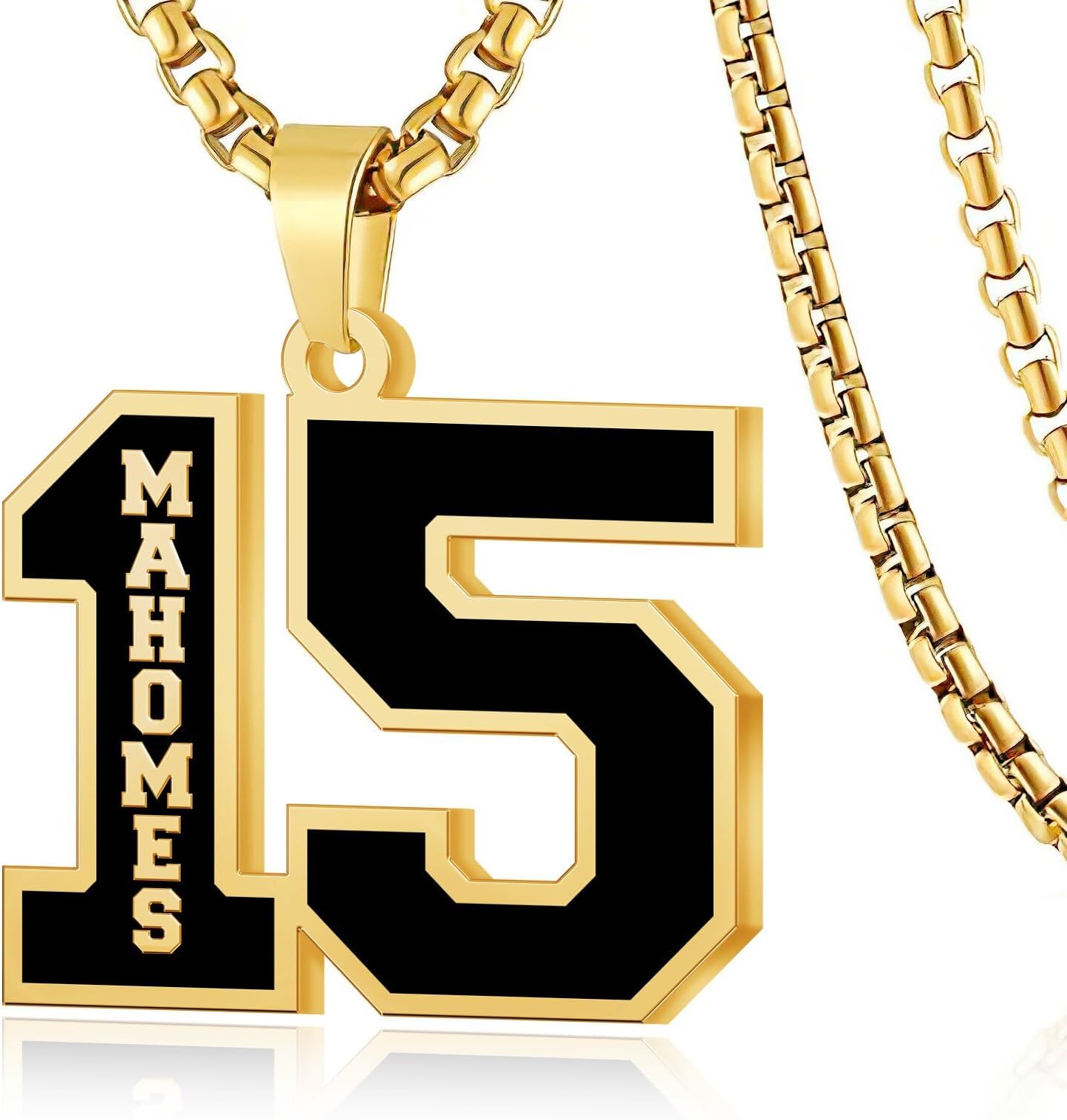 Custom Football Number Necklace, 0-99 Athlete Jersey Sport Number Necklaces with Name, 18K Gold Plated Football Jewelry Personalized Gifts for Men