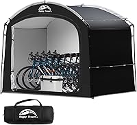 HappyTravel Waterproof Bike Storage Shed Tent: 30% More Space for 4-5 Bikes, Easy Clip Setup, Portable Outdoor Shelter for Motorcycles & Tools