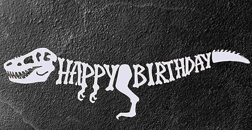 Miniatura 5 de Cartel de feliz cumpleaños para fiesta de dinosaurios, guirnalda larga de huesos T-Rex blancos, decoración de dinosaurios jurásicos de 5 pies,