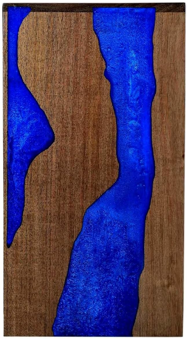 Wooden Cremation Urn for Human Ashes - Blue Ocean Wave Resin, 250 lbs Capacity, Suitable for Adult Men and Women - Memorial Urn Ashes Box (Keepsake - 20 Cub/in)